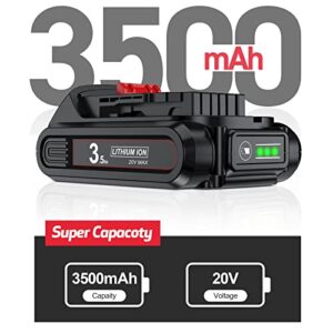 Upgraded 3500mAh 20V DCB206 Battery & Charger Combo for Dewalt 20V Battery and 12/20V DCB112 Charger, Battery for DCB206 DCB203 DCB204 DCD780 DCD785 DCD795 DCF885 DCF895 DCS380 DCS391 Battery Tools