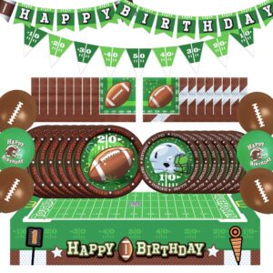 treasures gifted birthday football party decorations - serves 24 guests - complete set of football party supplies - football decorations, football party tablecloth, football plates & more!