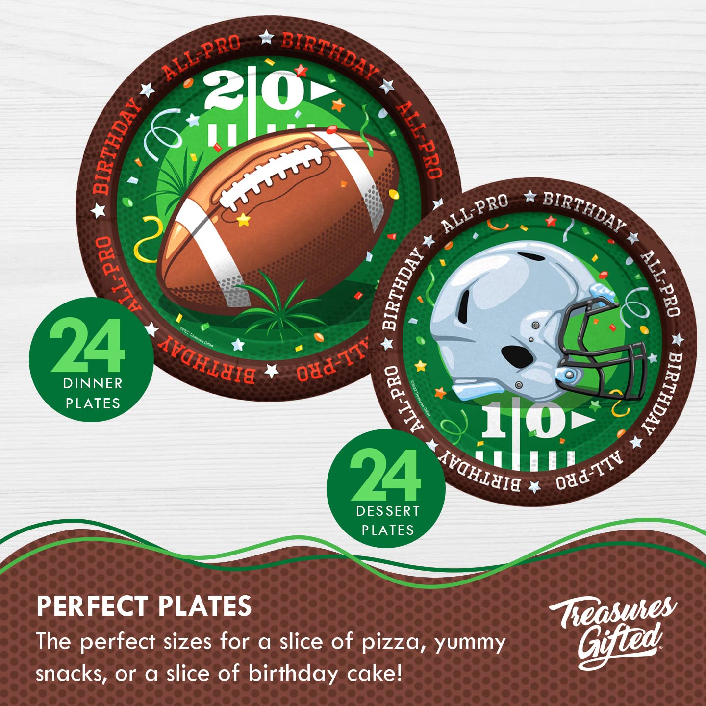 Treasures Gifted Birthday Football Party Decorations - Serves 24 Guests - Complete Set of Football Party Supplies - Football Decorations, Football Party Tablecloth, Football Plates & More!