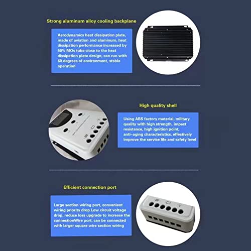 Solar Charge Controller, 12V/24V/36V/48V Solar Panel Regulator, Solar Panel Regulator with Adjustable LCD Display, MPPT Technology, 4 Stage Safe Charging (100A)