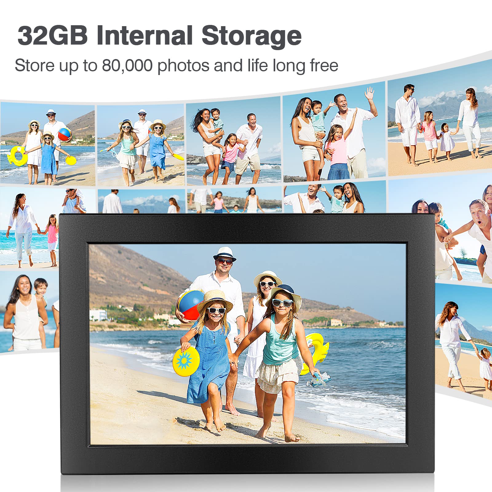 Digital Picture Frame 10.1 inch Wi-Fi Digital Photo Frame, Smart Wi-Fi Photo Frame Electronic with 32GB Storage IPS Display, Easy Setup to Share Photos or Videos by Frameo App Anywhere Anytime