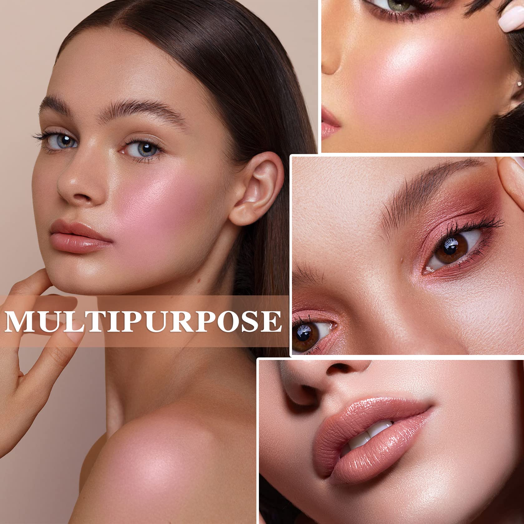 Waterproof Multi Cream Blush Stick with brush,Lightweight,Long-lasting,Easy To Use,2 in 1 Multi Stick Blush for Cheeks & Lip Tint & Eyeshadow Makeup,Suitable for All Skin (#01 Milk Tea Pink)