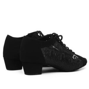 SWDZM Open Toe Women Ballroom Dance Shoes Salsa Latin Practice Shoes Lace-up Teaching Dance Shoes,YCL505,Black,8 US