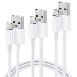 iphone charger cord 6ft (3-pack), usb to lightning cable for apple iphone 14/13/12/11 pro max/xs/xr/8, high speed data sync & fast charging