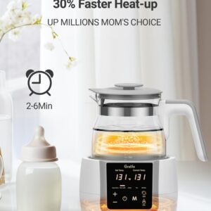 Bottle Warmer,Grelife 9-in-1 Fast Portable Instant Baby Milk Warme with 72H Keep Warm,Accurate Temperature Control,with Defrost, Sterili-zing, Heat Baby Food Jars for Breastmilk,Formula,Tea,Coffee