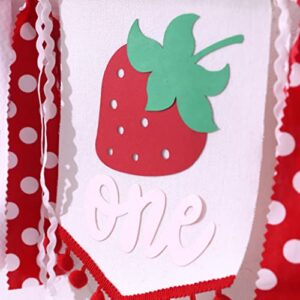 Strawberry High Chair Banner for 1st Birthday - Strawberry Theme Birthday Decoration, First Birthday Decorations for Girl, Sweet One Birthday Party Decorations, Cake Smash Photo Props