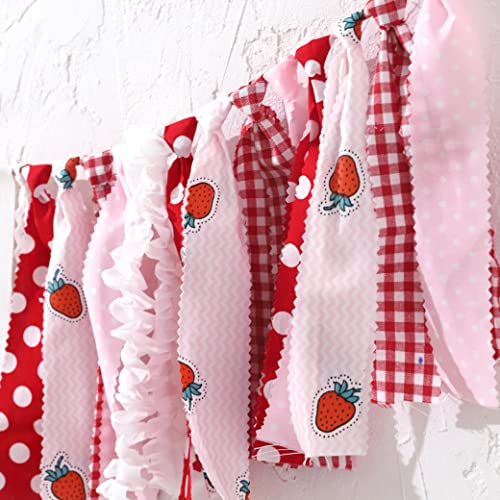 Strawberry High Chair Banner for 1st Birthday - Strawberry Theme Birthday Decoration, First Birthday Decorations for Girl, Sweet One Birthday Party Decorations, Cake Smash Photo Props