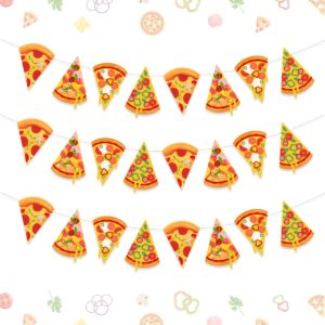 fangleland 3 pieces pizza banner, pizza theme pennant bunting garland for baby shower, birthday bachelorette party supplies, fast food theme decorations for pizza party time