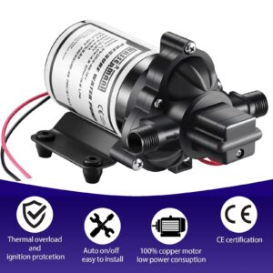 WASSERMANN RV Pump, 12V Self-priming RV Water Pressure Pump 4.0GPM 45PSI with Pressure Switch, for RV Marine Camping Yacht Garden