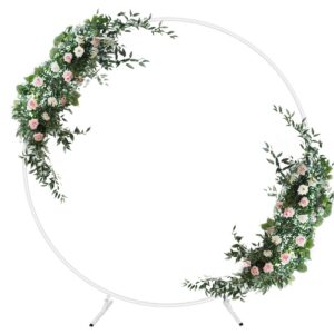 heomu 6.6ft round backdrop stand circle balloon arch stand, metal arch backdrop stand circle balloon arch frame wedding arches for ceremony, birthday party, baby shower backdrop decoration, white