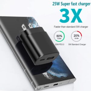 Super Fast Charger Type C, 25W USB C Wall Charger, Dual Port Fast Charging Block for Samsung Galaxy S22/S22 Ultra/S22+/S21/S21Ultra/S21+/S20/S20Ultra/Note20/Note 20Ultra/Note10+