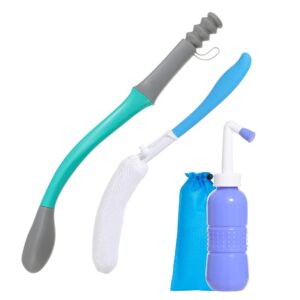 Toilet Aids Set for Wiping - Long Handle Butt Wiper for People Overweight, Elderly and Disabled, Bottom Buddy Wiping Aid for Bathroom ( 4PCS Personal Hygiene Kit )