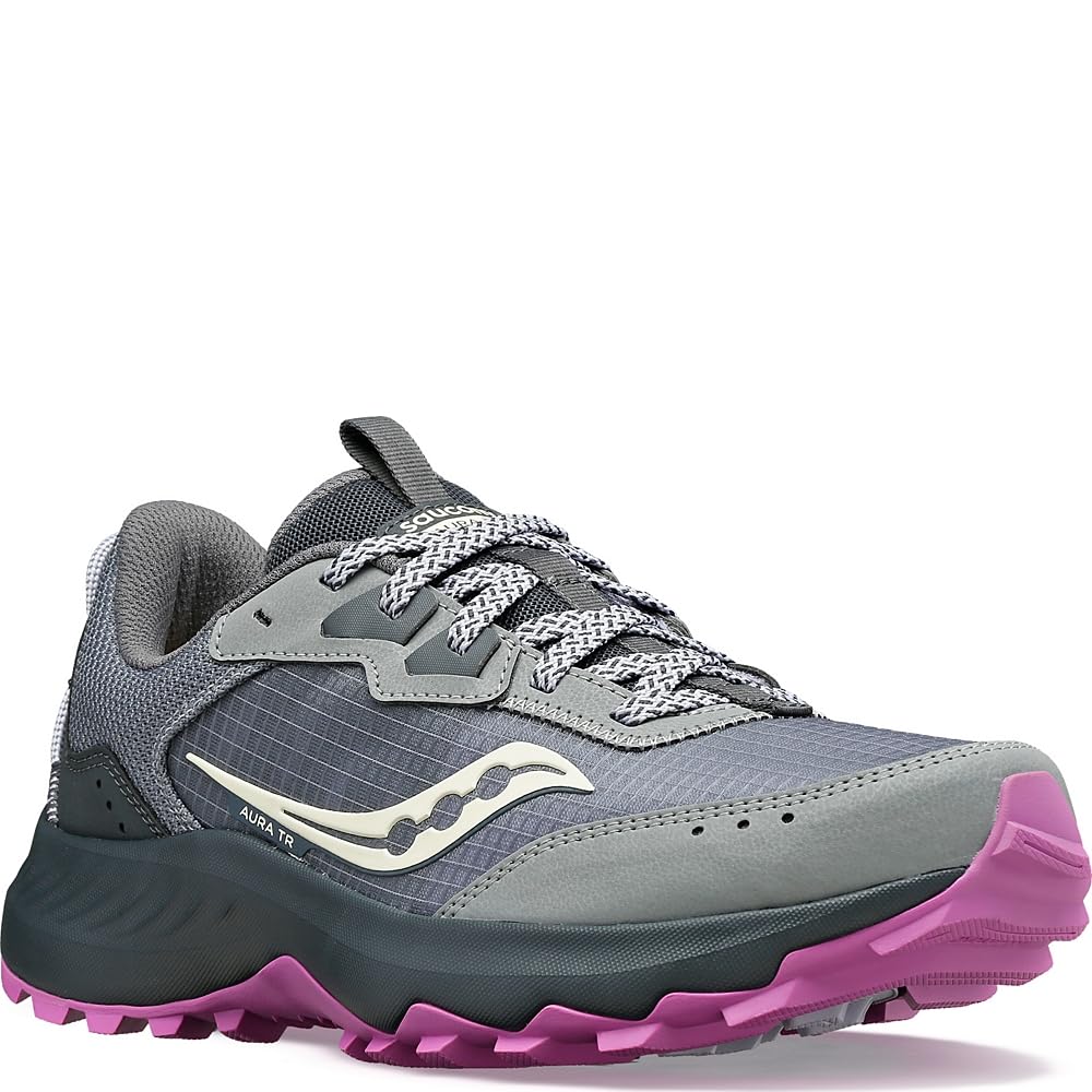 Saucony Women's Aura TR Sneaker, Fossil/Grape, 9.5