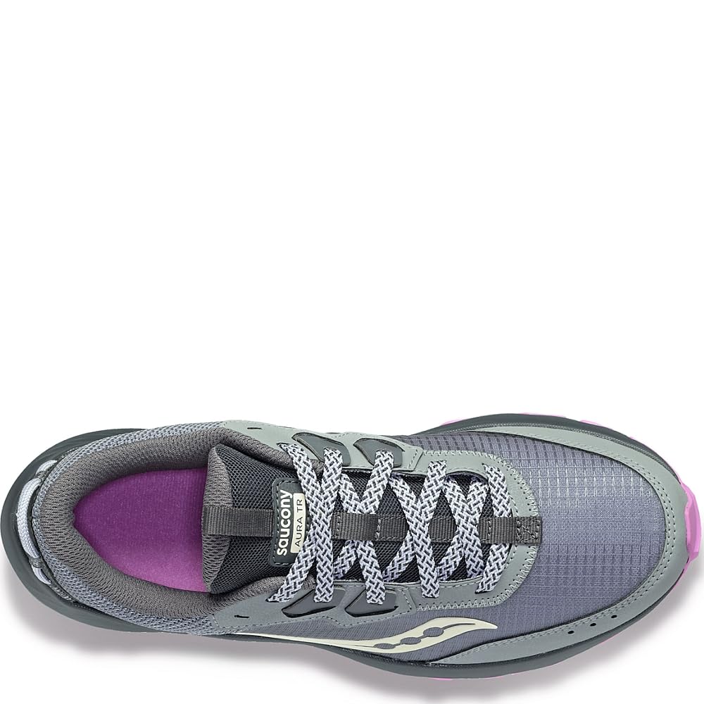 Saucony Women's Aura TR Sneaker, Fossil/Grape, 9.5