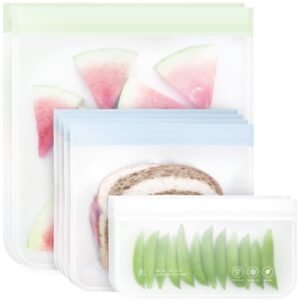 greater goods reusable food storage bags - bpa free, food grade ziplock freezer bags made from peva (2 small + 4 medium + 2 large)