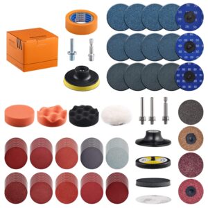 tshya 133 pack 3 inch sanding discs for drill polishing die grinder attachment variety kit with 5/16" and 1/4" shanks sanding pads includes 36-3000 grit