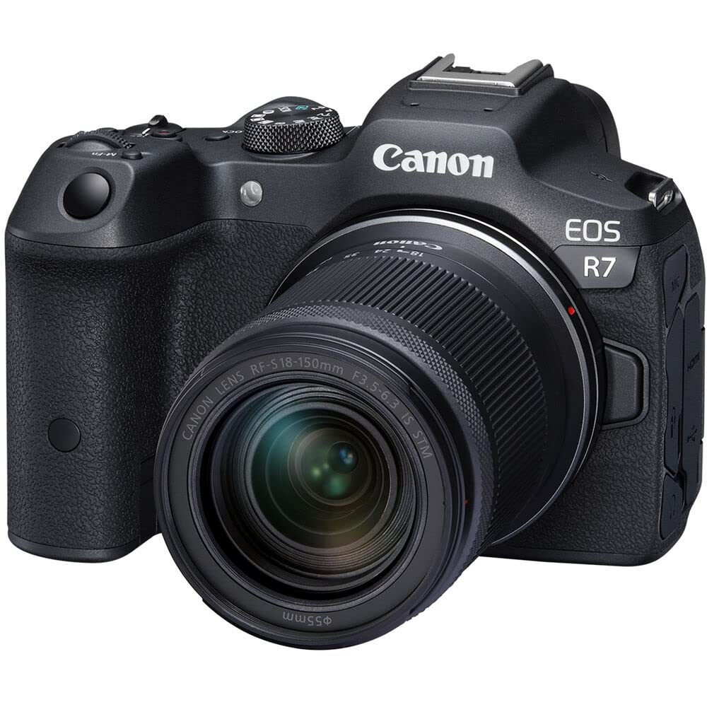 Canon EOS R7 Mirrorless Camera with 18-150mm Lens (5137C009) + Canon 16mm Lens (5051C002) + Sony 64GB Tough SD Card + Filter Kit + Wide Angle Lens + Telephoto Lens + Color Filter Kit + More (Renewed)