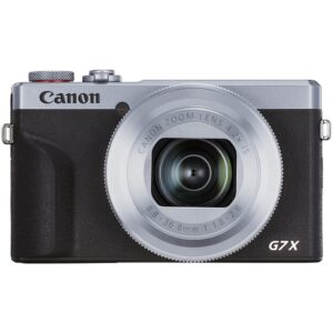 Canon PowerShot G7 X Mark III Digital Camera (Silver) (3638C001) + 2 x 64GB Memory Card + 2 x NB13L Battery + Card Reader + LED Light + Corel Photo Software + HDMI Cable + Case + More (Renewed)