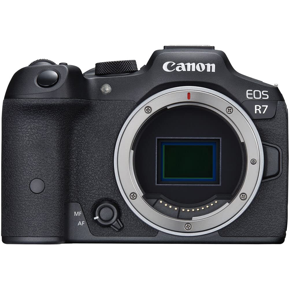 Canon EOS R7 Mirrorless Camera (5137C002) + 2 x Sony 64GB Tough SD Card + Bag + Charger + 2 x LPE6 Battery + Card Reader + LED Light + Corel Photo Software + HDMI Cable + Flex Tripod + More (Renewed)