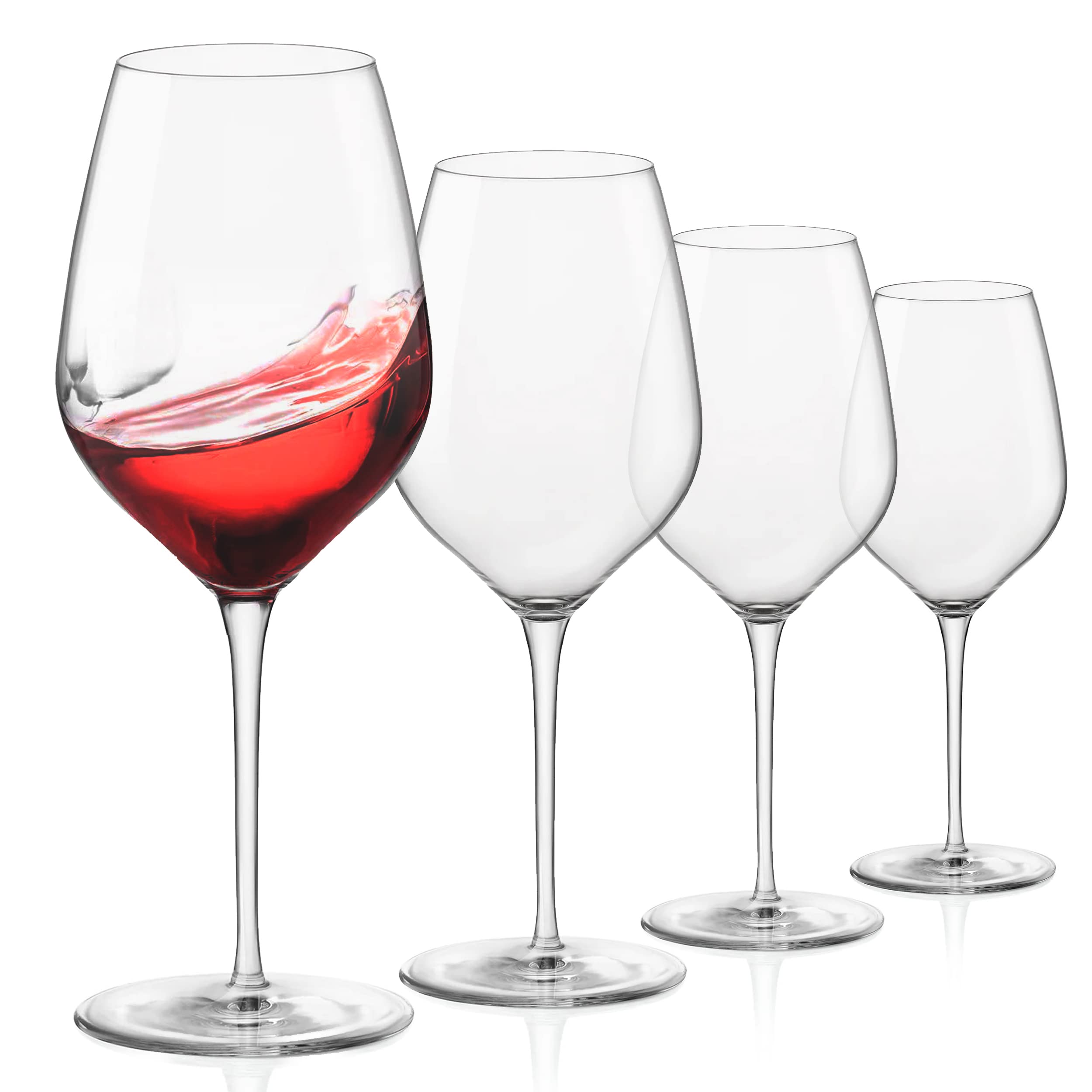 Bormioli Rocco Inalto Tre Sensi Collection Set Of 4 Premium Wine Glasses, Made From Crystal Clear Star Glass, Made In Italy. (18.5 Oz.)