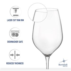 Bormioli Rocco Inalto Tre Sensi Collection Set Of 4 Premium Wine Glasses, Made From Crystal Clear Star Glass, Made In Italy. (18.5 Oz.)