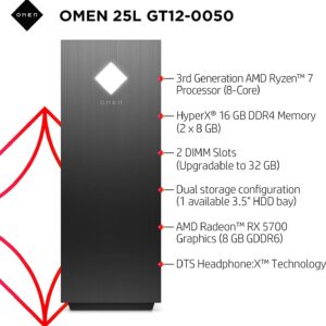 OMEN 2022 Newest Upgraded 25L Gaming Desktop PC, Geforce RTX 3060, AMD Ryzen 7 3700X, 32 GB DDR4 RAM, 1TB SSD+2TB HDD, Windows 11, VR Ready, RGB Lighting