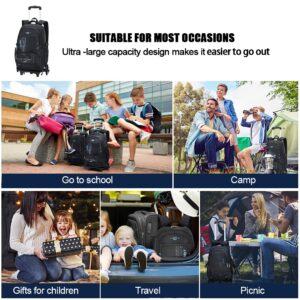 Voici et Voila Rolling Backpack with Wheels for Adults Boys School Bookbag Trolley Backpacks Wheeled Backpack Large Luggage Rolling Kids Teens Laptop Work Backpack-6 Wheels Blue