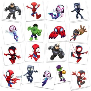 spidey birthday party supplies, 34pcs temporary tattoos party favors gifts, removable fake tattoo stickers for goody bag treat bag stuff for spidey and his amazing friends birthday decorations