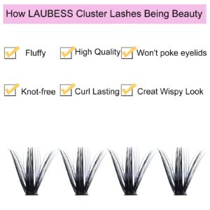 Lash Clusters 14-18mm 240pcs 50D Individual Lashes D Curl Cluster Lashes Mixed Length Eyelash Clusters DIY Lash Extension Kit Cluster Eyelash Extensions (50D-0.07D, 14-18mm)