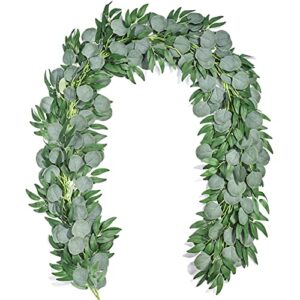 10 pcs 6.2 feet artificial silver dollar eucalyptus leaves garland with willow vines twigs leaves string for doorways greenery garland table runner garland indoor outdoor.…