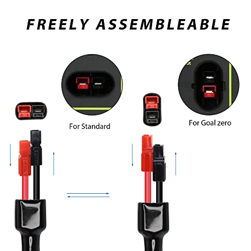 YACSEJAO Solar Connector to SAE Extension Cable 1.2M 14AWG 4-in-1 SAE to XT60 Female/DC 5.5x2.1mm / DC8mm /Solar Adapter Extension Cable for Automotive RV Solar Panel Car Truck