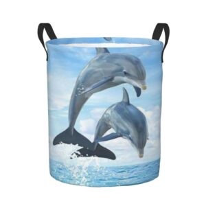 kiuloam dolphins 19.6 inches large storage basket collapsible organizer bin laundry hamper for nursery clothes toys