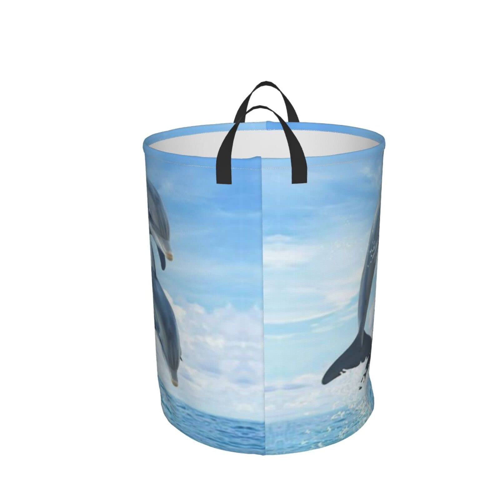 KiuLoam Dolphins 19.6 Inches Large Storage Basket Collapsible Organizer Bin Laundry Hamper for Nursery Clothes Toys