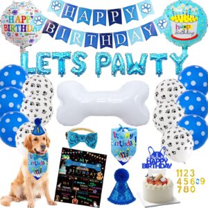 dog birthday party supplies dog birthday party decorations boy with dog party hat lets pawty balloons banner dog bandana bowtie cake topper for lets pawty birthday decorations