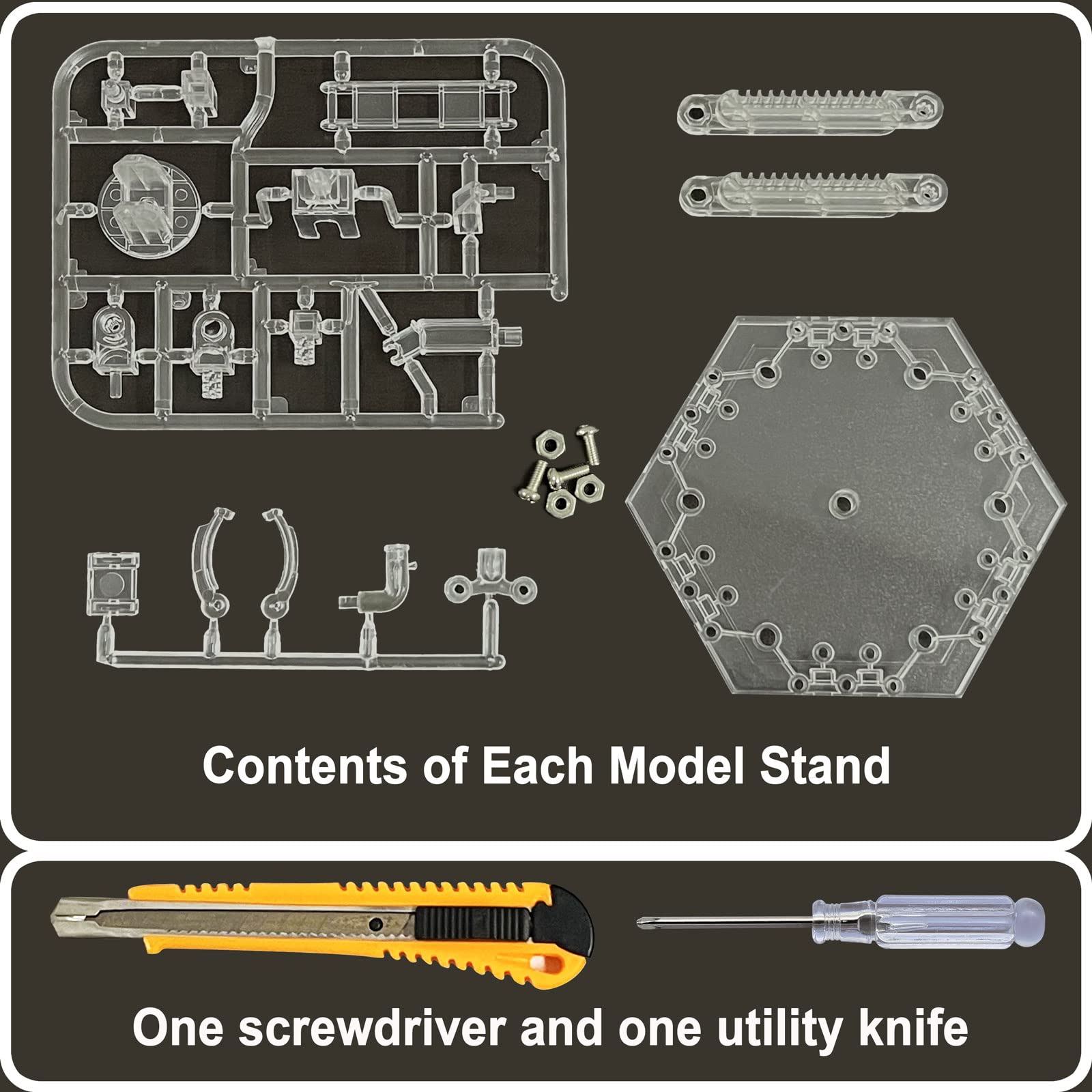 TWKUPWO Hobby Model Action Base Display Stand, Gundam Model Stand Action Figure Stand Compatible with MG RG HG Universal Models Stand (Transparent 3 Sets)