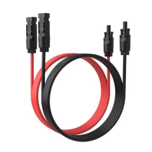 elfculb solar panel extension cable - 1pair 12awg 30ft solar extension cable black ＆ red, solar panel pv cable wire with male/female connectors