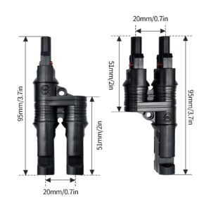 ELFCULB 1 to 2 Solar Branch Connectors Y Connector, PPO Material, for Parallel Connection Between Solar Panels MMF+FFM 1 Pair