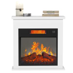 soges electric fireplace, white electric fireplace with over-heat protection, fire place electrical heater with remote control for home office, living room, bedroom