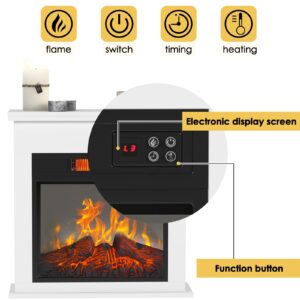 soges Electric Fireplace, White Electric Fireplace with Over-Heat Protection, Fire Place Electrical Heater with Remote Control for Home Office, Living Room, Bedroom