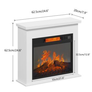 soges Electric Fireplace, White Electric Fireplace with Over-Heat Protection, Fire Place Electrical Heater with Remote Control for Home Office, Living Room, Bedroom