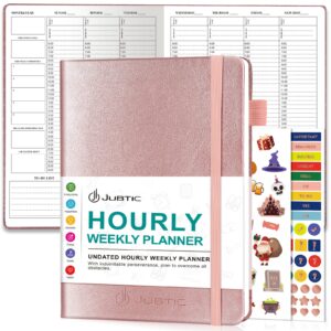 planner – undated weekly & monthly life planner with time slots, appointment book and daily organizer, lasts 1 year, a4 size hardcover – rose gold