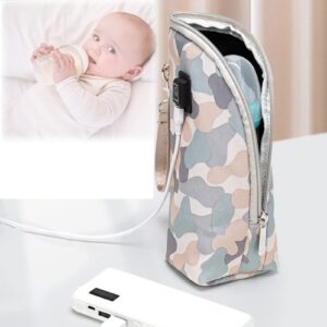 Portable Bottle Warmer, Milk Drink Heat Keeper USB Baby Bottle Warmer for Car Travel Indoor Outdoor Infant Bottle Thermostat 3 Gear Keep Warm(Camouflage)