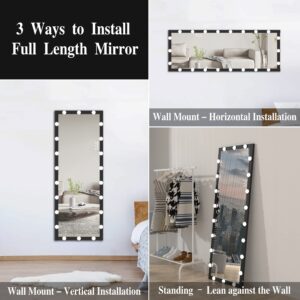 ANYHI Vanity Mirror with Lights, 32 x 24 Inch Black Vanity Mirror with 14 Dimmable Bulbs, Hollywood Makeup Mirror with Lights, Wall Mounted Mirror for Vanity,Adjustable Warm/Natural/White Light