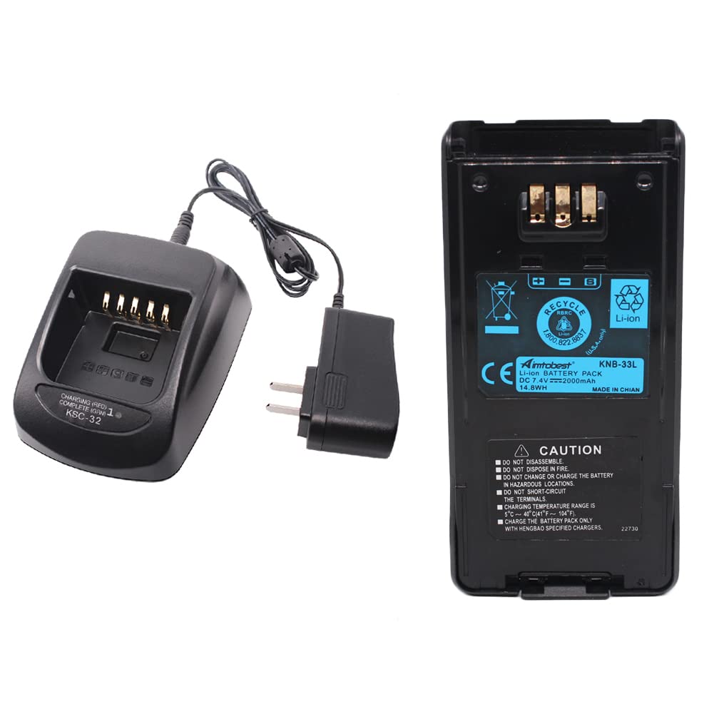 KSC-32 Charger with KNB-33L 2000mAh Li-ion Battery Compatible for TK2180 TK3180 TK5210 TK5310 TK5410 NX-410 NX-411