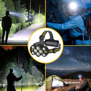 Victoper Headlamp Rechargeable, 22000 Lumen Bright 10 LEDs Head Lamp, 8+2 Modes Head Light with Red Light for Adult, Waterproof Head Flashlight for Outdoor Running, Hunting, Camping, Hiking