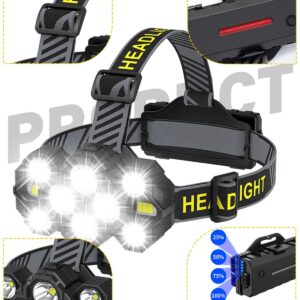 Victoper Headlamp Rechargeable, 22000 Lumen Bright 10 LEDs Head Lamp, 8+2 Modes Head Light with Red Light for Adult, Waterproof Head Flashlight for Outdoor Running, Hunting, Camping, Hiking