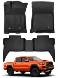 creekt for toyota tacoma floor mats 2023 2022 2021 2020 2019 2018 (double cab only), for toyota tacoma accessories 2018-2023 for tacoma 3rd genall weather floor mats liners
