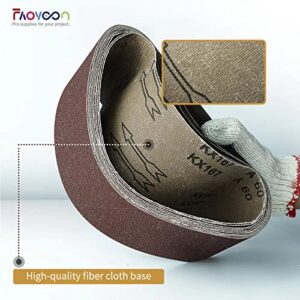 Faoyoon 4x36 Sanding Belts for Woodworking, 12 Pcs Belt Sander Paper for belt sander (2 PCS Of each 60 80 120 180 240 400 Grit), No Overlapped Joint, Reinforced Glue Tape