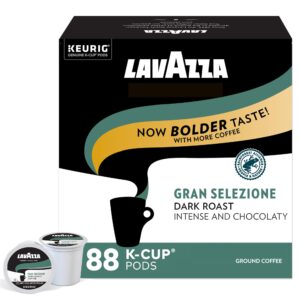 lavazza gran selezione single-serve coffee k-cups for keurig brewer, dark roast, 88 capsules value pack, 100% arabica