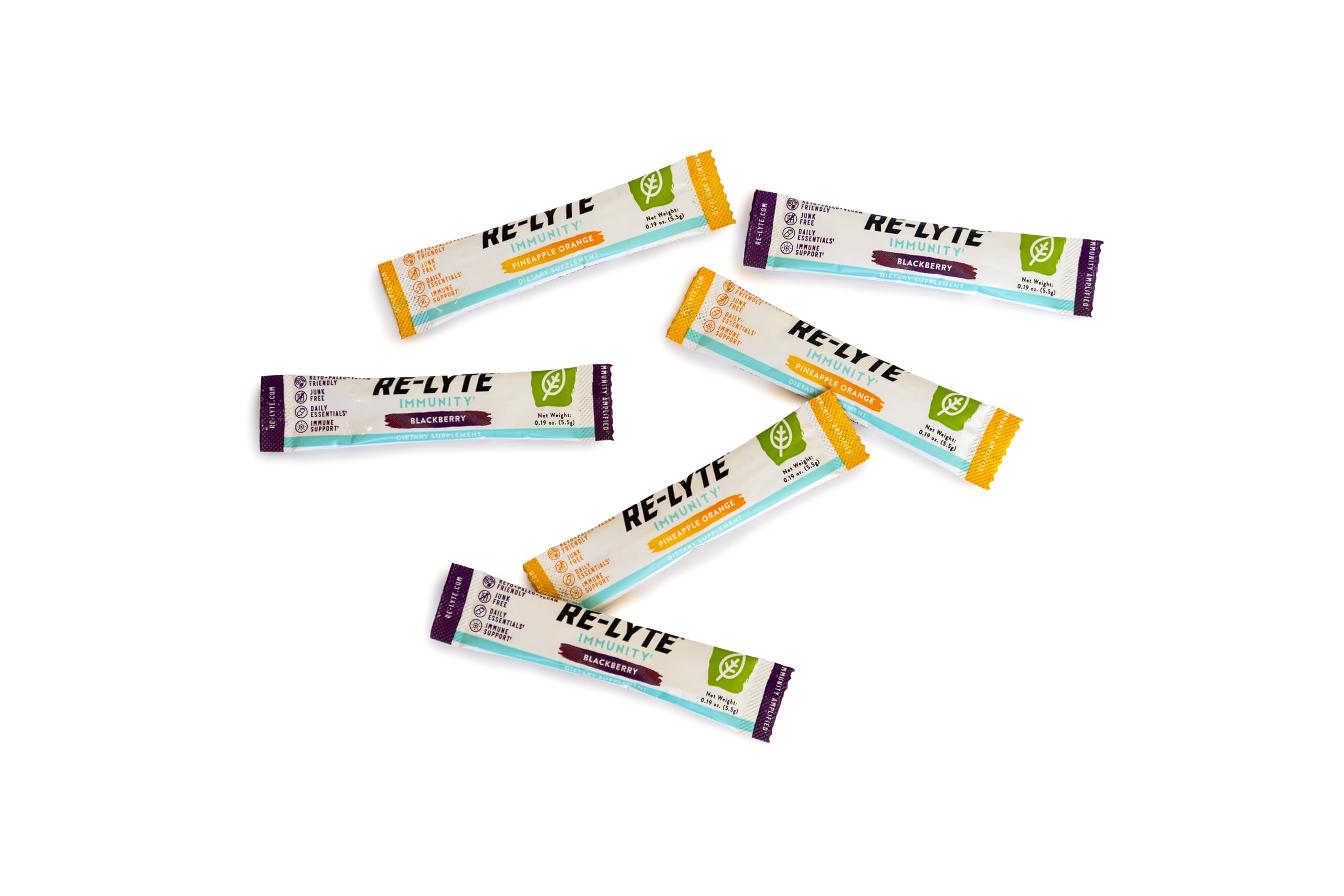 REDMOND Re-Lyte Immunity, Stick Bundle (3 BlackBerry Sticks, 3 Pineapple Orange Sticks)